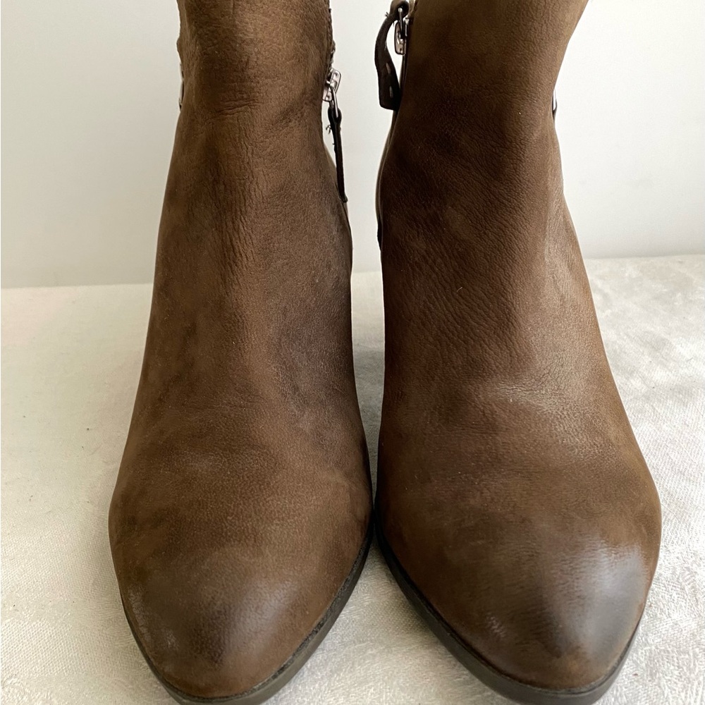 Frye Brown Suede Pointed Toe Ankle Boots